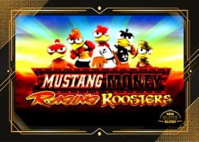 Mustang Money Raging Roosters Slot Logo